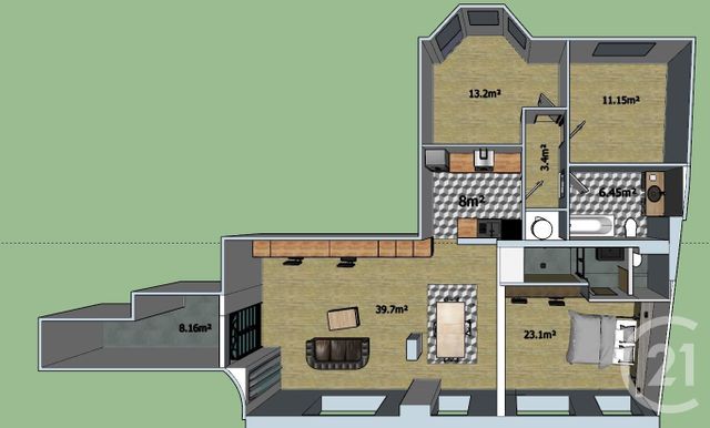 Appartement F5 à vendre - 5 pièces - 113 m2 - Toulon - 83 - PROVENCE-ALPES-COTE-D-AZUR